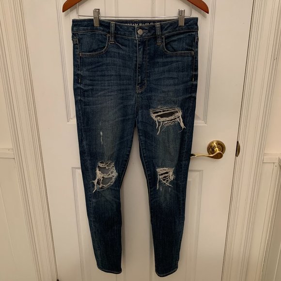 American Eagle High Waisted Ripped Jeans - Size 8